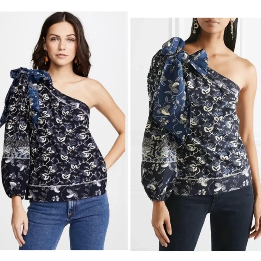 Ulla Johnson Asima Floral Printed One Shoulder Blouse Top Size 2